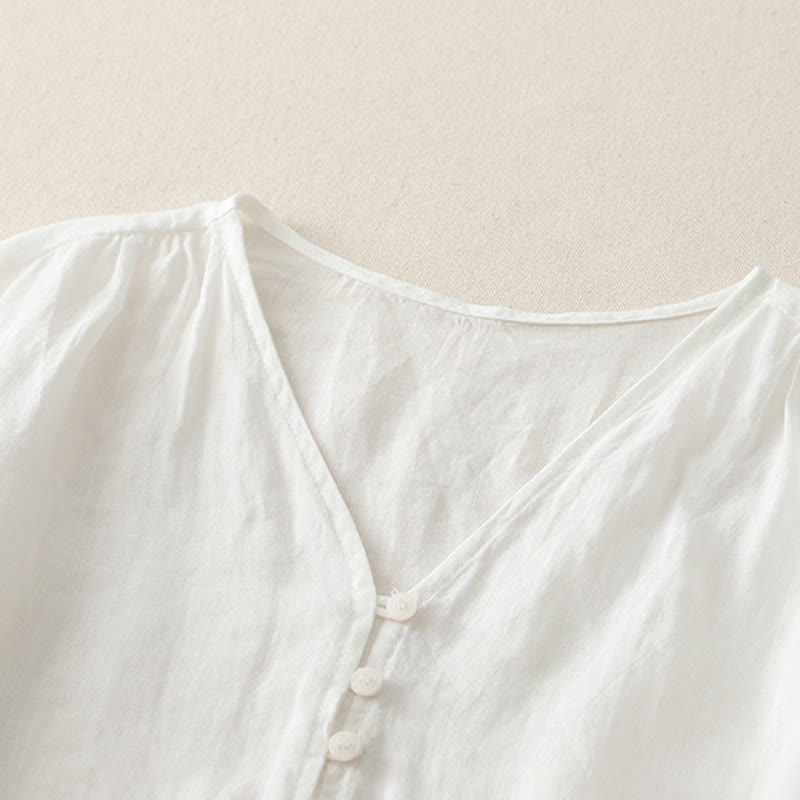 Camicia da donna con bottoni e ricamo Buddha Stones - image 8