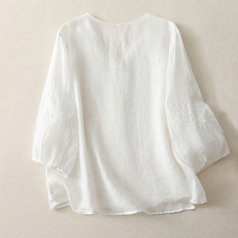Camicia da donna con bottoni e ricamo Buddha Stones - image 9