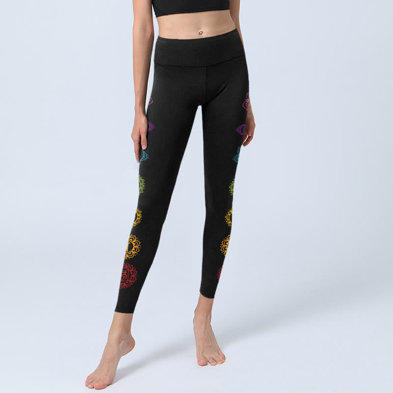 Leggings da palestra con stampa di Buddha Stones, simbolo OM e caratteri sanscriti, pantaloni da yoga da donna - image 5
