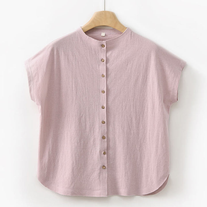Buddha Stones Set da donna in cotone per meditazione, 2 pezzi, con bottoni, camicia a maniche corte, gonna e tasche - Camicia rosa chiaro - US8-10, UK/AU12-14, EU40-42 (2XL) - image 9