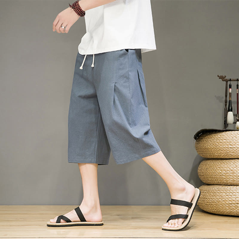 Pantaloni harem da uomo in cotone e lino, con tasche , Buddha Stones, casual, estivi, con coulisse, tinta unita - Grigio ardesia - US/UK/AU46, EU56 (5XL) - image 0