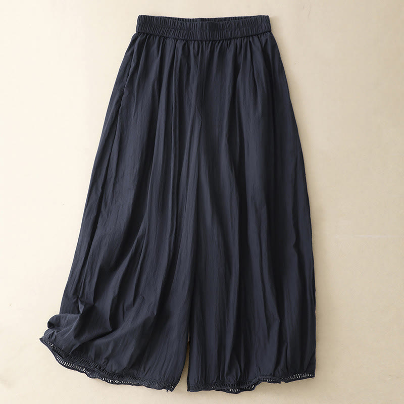 Pantaloni larghi da donna in cotone con orlo cavo, lunghezza 7-8, con tasche, modello Buddha Stones - Blu notte - US8-10, UK/AU12-14, EU40-42 (2XL) - image 16