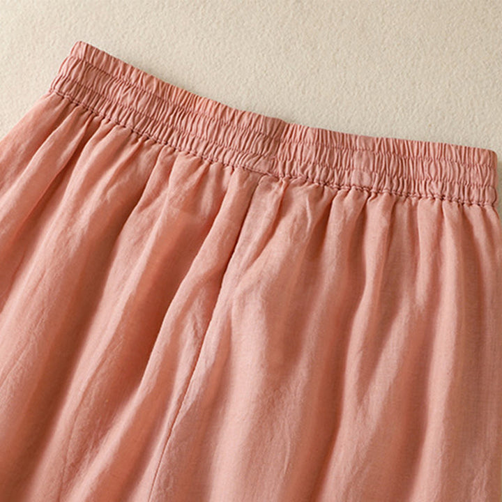Pantaloni da donna in cotone a gamba larga con coulisse e ricamo Buddha Stones Commute, con tasche - image 22