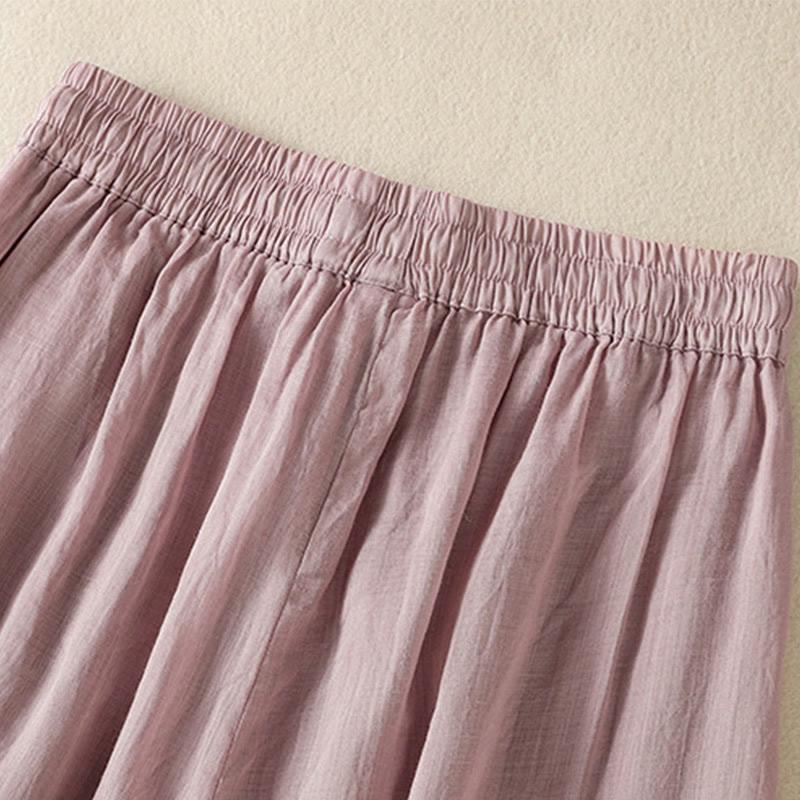 Pantaloni da donna in cotone a gamba larga con coulisse e ricamo Buddha Stones Commute, con tasche - image 38
