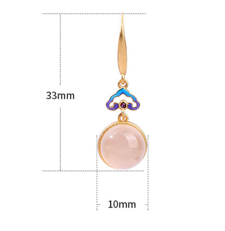 Orecchini Armonia placcati oro con Buddha Stones in argento sterling 925 e calcedonio naturale - image 4