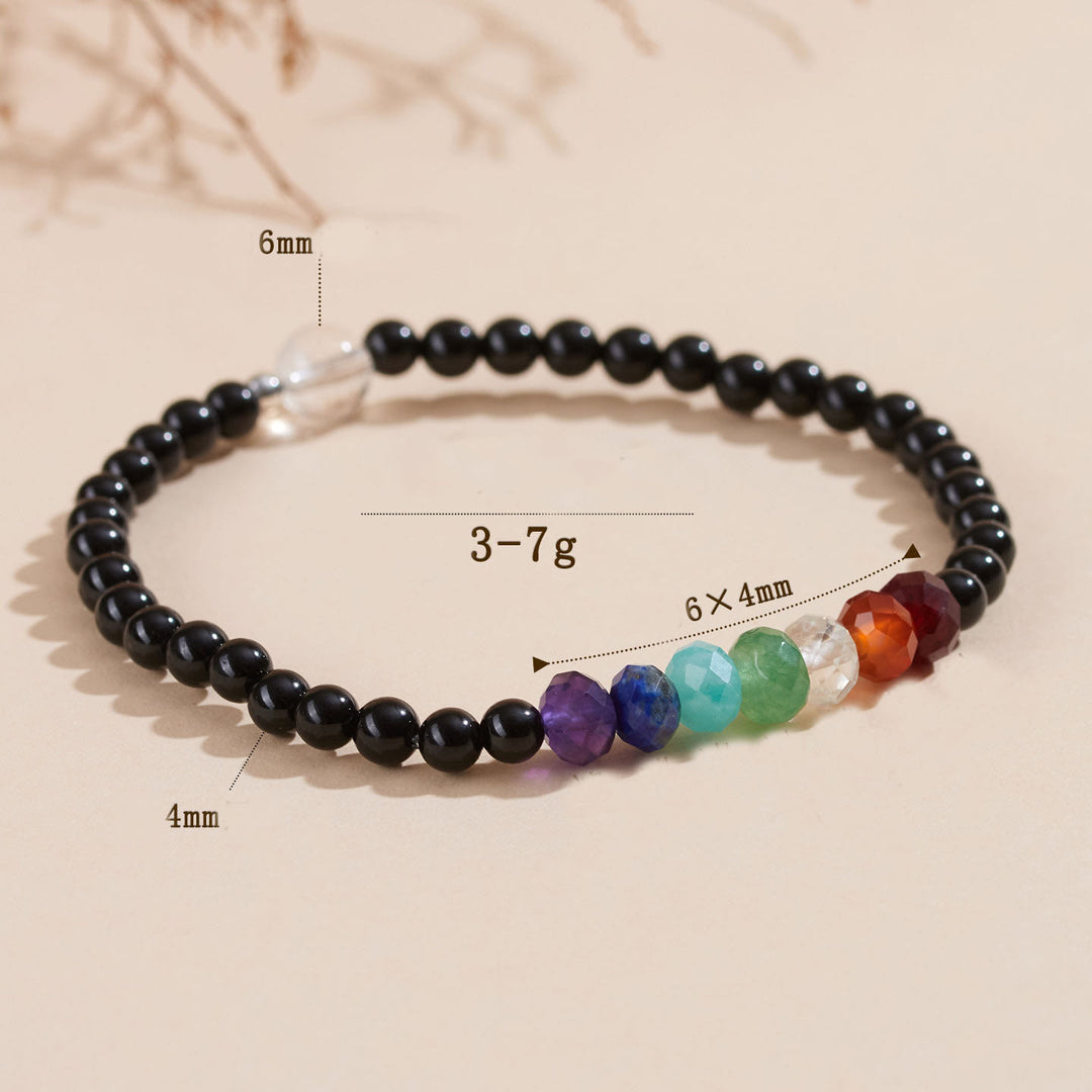 Bracciale Buddha Stones con pietre colorate di tormalina nera ultra-fine da 4 mm - image 5
