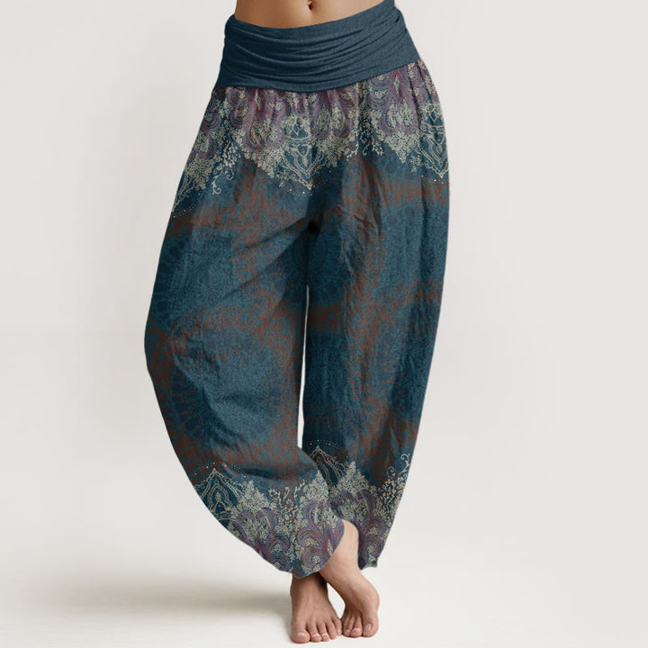 Pantaloni harem da donna con elastico in vita, modello Lycoris Radiata Mandala, in puro cotone, Buddha Stones - Blu mezzanotte - US22, UK/AU26, EU54 (6XL) - image 0