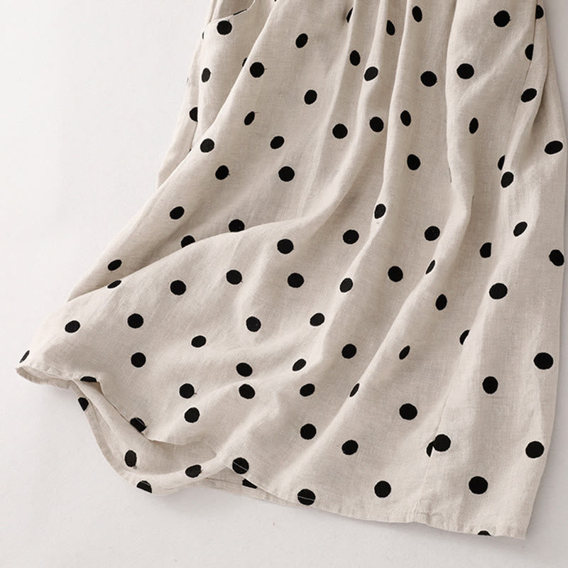 Abito midi da donna con scollo a V, lacci e tasche, con stampa a pois e motivo Buddha Stones. - image 14