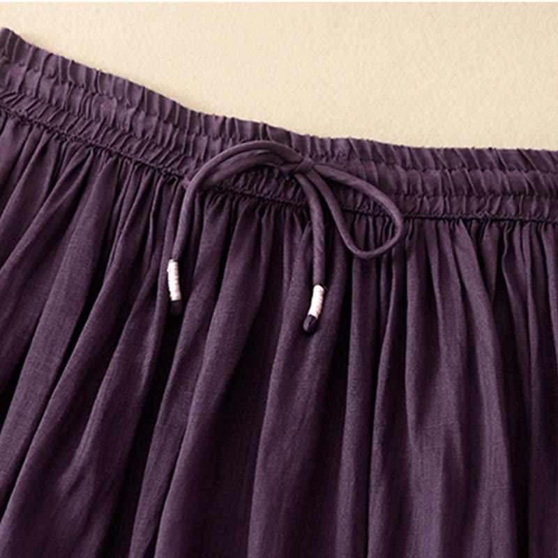 Gonna da donna estiva tinta unita con coulisse e elastico in vita, con stampa Buddha Stones. - image 10
