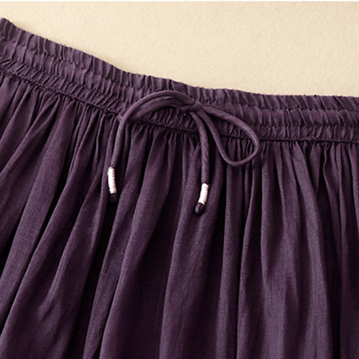 Gonna da donna estiva tinta unita con coulisse e elastico in vita, con stampa Buddha Stones. - image 10