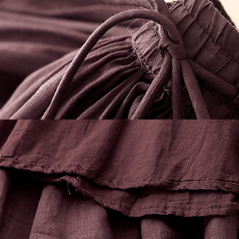 Gonna da donna estiva tinta unita con coulisse e elastico in vita, con stampa Buddha Stones. - image 19