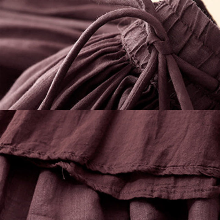 Gonna da donna estiva tinta unita con coulisse e elastico in vita, con stampa Buddha Stones. - image 19