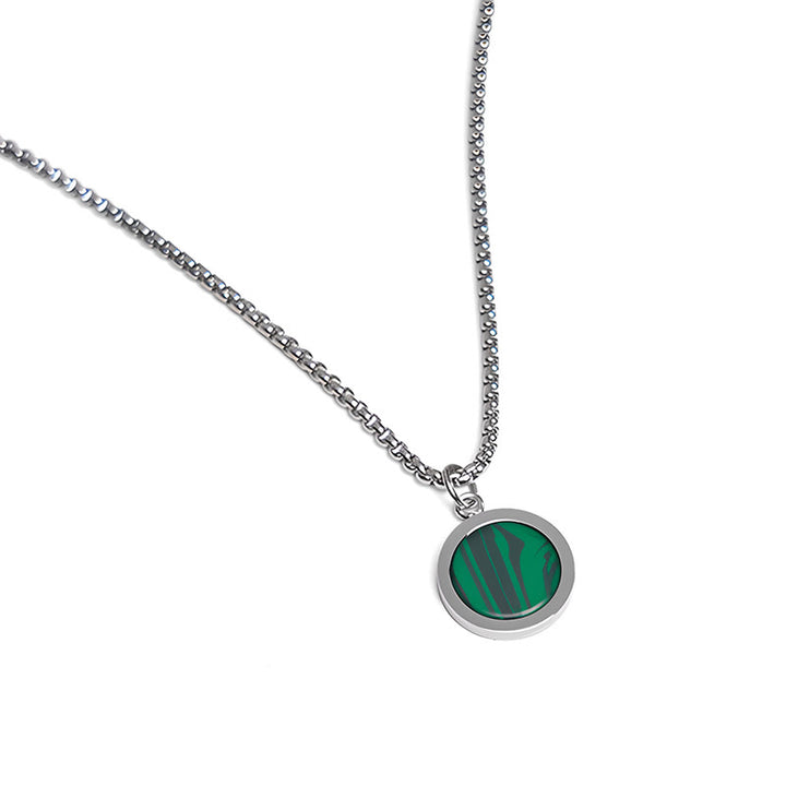 Collana con ciondolo di purificazione in acciaio al titanio, Buddha Stones, pietra naturale, turchese, occhio di tigre, lazurite, lapislazzuli, malachite - Malachite - image 23