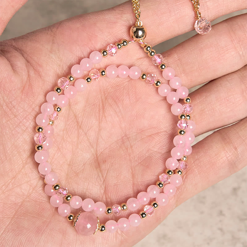 Bracciale a doppio strato con perline di cristallo rosa citrino naturale Buddha Stones - image 8