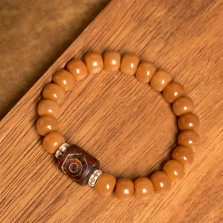Bracciale con perline Dzi e semi di Bodhi tibetani di Buddha Stones, per tenere lontani gli spiriti maligni