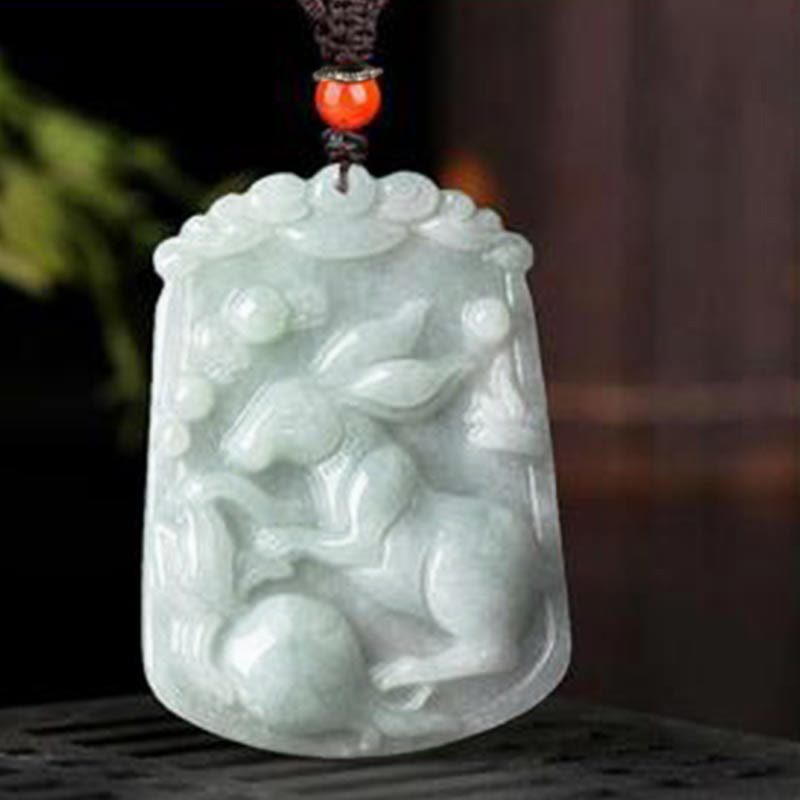 Collana con ciondolo amuleto dell'abbondanza dello zodiaco cinese Buddha Stones in giada naturale 12 - image 17