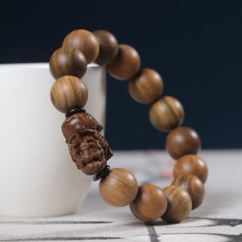 Buddha Stones Bracciale Pixiu Attract Wealth in legno di sandalo verde - image 3