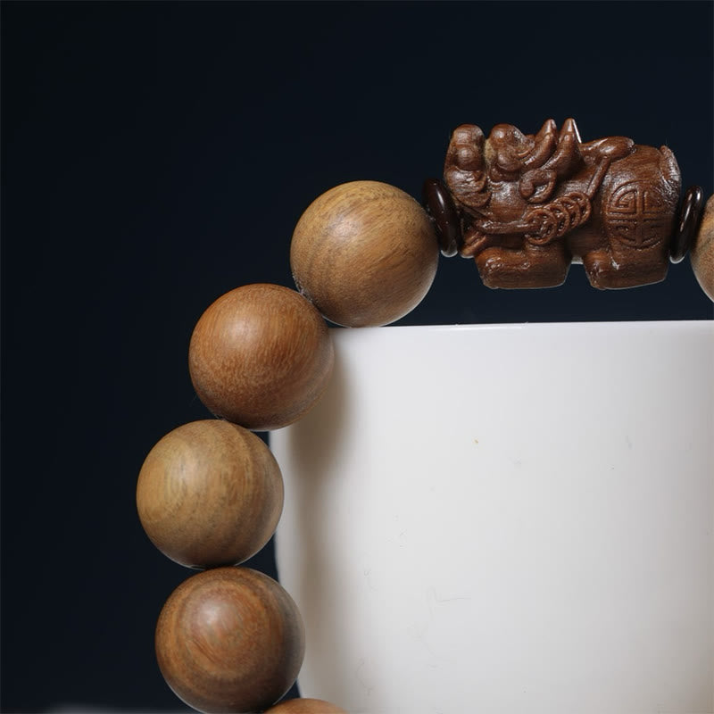 Buddha Stones Bracciale Pixiu Attract Wealth in legno di sandalo verde - image 9