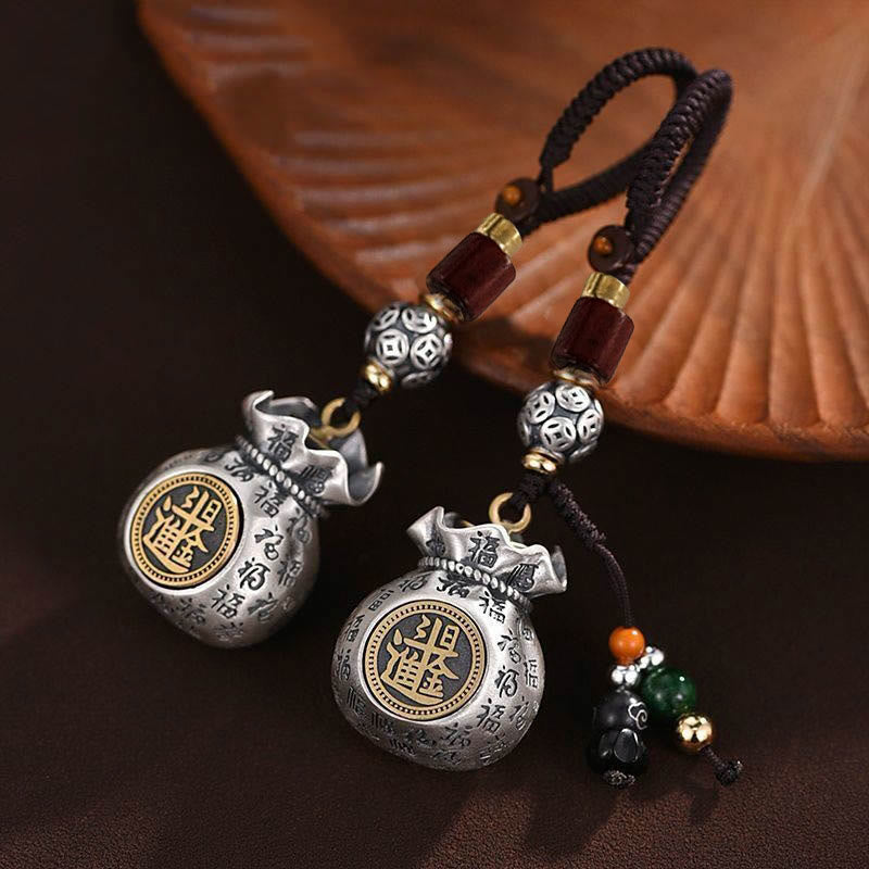 Buddha Stones Fu Character Money Bag Fare soldi ogni giorno Portachiavi fortuna