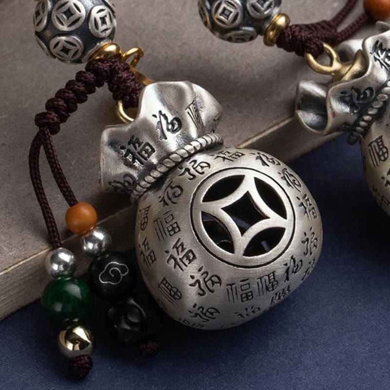 Buddha Stones Fu Character Money Bag Fare soldi ogni giorno Portachiavi fortuna