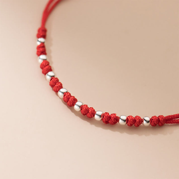 Braccialetto portafortuna regolabile con perline in argento sterling 925 e cordino rosso Buddha Stones - image 11