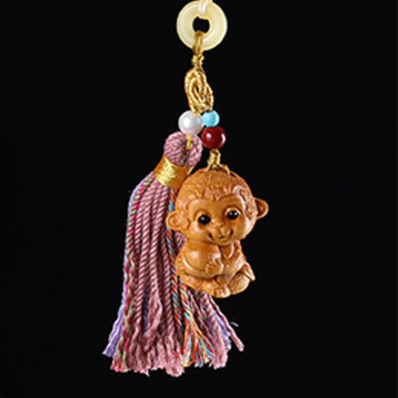 Portachiavi con nappe colorate, Buddha Stones, sandalo, 12 simboli dello zodiaco cinese, benedizione - image 28