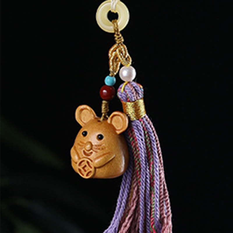 Portachiavi con nappe colorate, Buddha Stones, sandalo, 12 simboli dello zodiaco cinese, benedizione - image 11