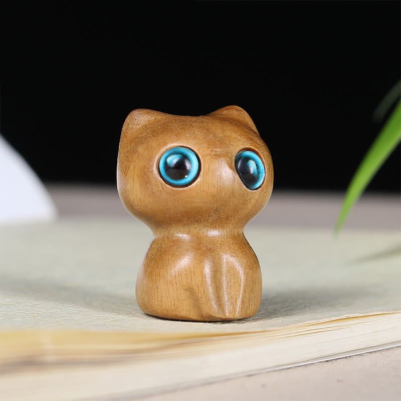 Buddha Stones in legno di ebano, piccola foglia, sandalo rosso, simpatici animali da gatto, decorazione calma - Sandalo verde (33*24*21mm) - image 5