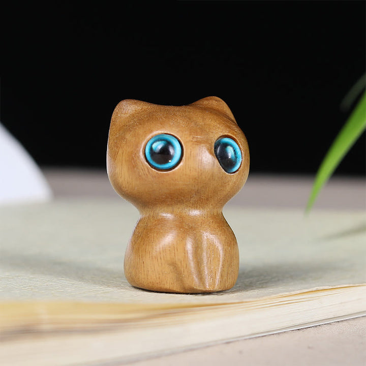 Buddha Stones in legno di ebano, piccola foglia, sandalo rosso, simpatici animali da gatto, decorazione calma - Sandalo verde (33*24*21mm) - image 5