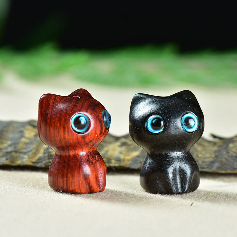 Buddha Stones in legno di ebano, piccola foglia, sandalo rosso, simpatici animali da gatto, decorazione calma - image 16