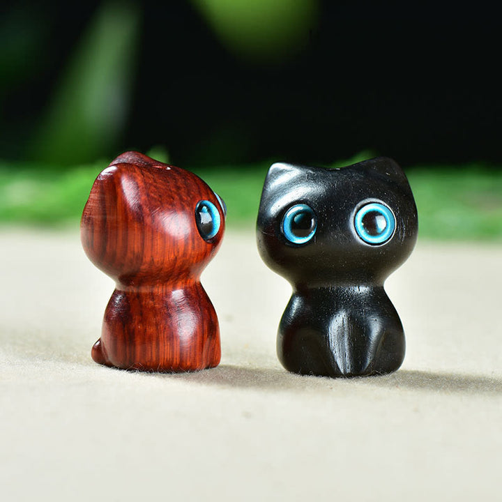 Buddha Stones in legno di ebano, piccola foglia, sandalo rosso, simpatici animali da gatto, decorazione calma - image 19