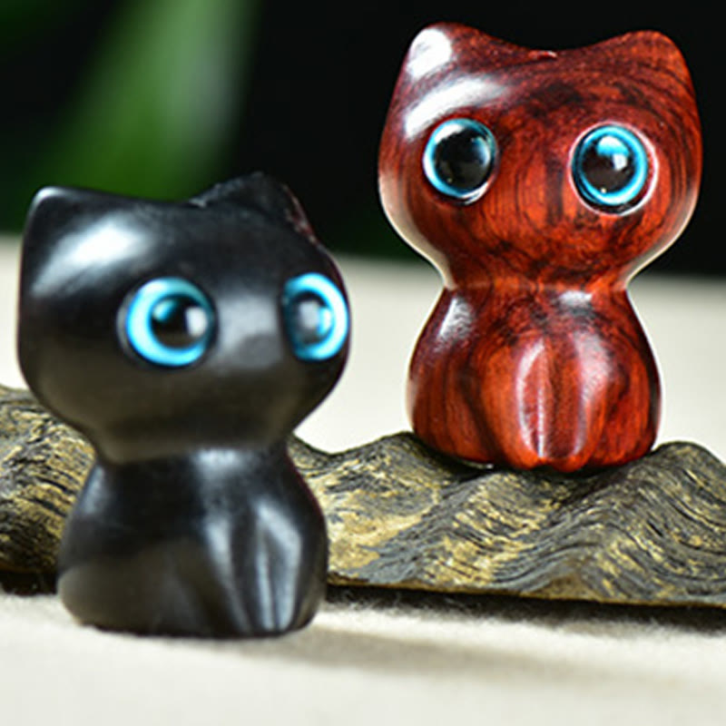 Buddha Stones in legno di ebano, piccola foglia, sandalo rosso, simpatici animali da gatto, decorazione calma - image 20