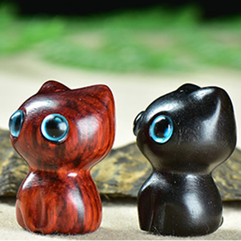 Buddha Stones in legno di ebano, piccola foglia, sandalo rosso, simpatici animali da gatto, decorazione calma - image 12