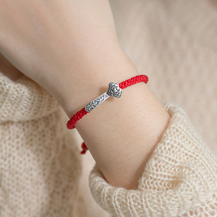 Braccialetto della fortuna intrecciato con filo rosso "Ruyi As One Wishes" in argento sterling 925 con Buddha Stones - image 13