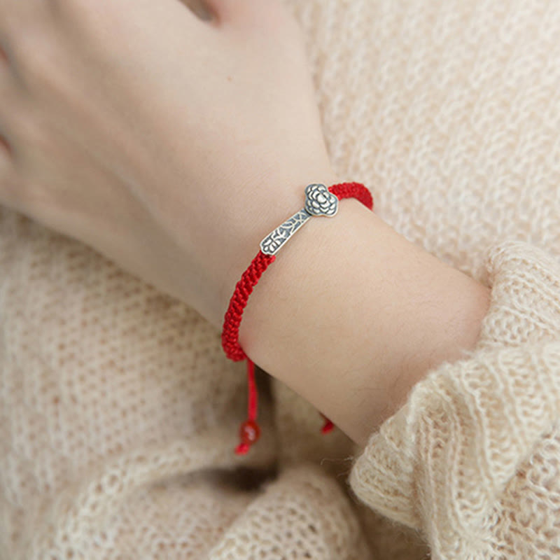 Braccialetto della fortuna intrecciato con filo rosso "Ruyi As One Wishes" in argento sterling 925 con Buddha Stones - image 12