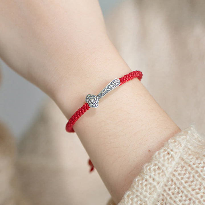 Braccialetto della fortuna intrecciato con filo rosso "Ruyi As One Wishes" in argento sterling 925 con Buddha Stones - image 11