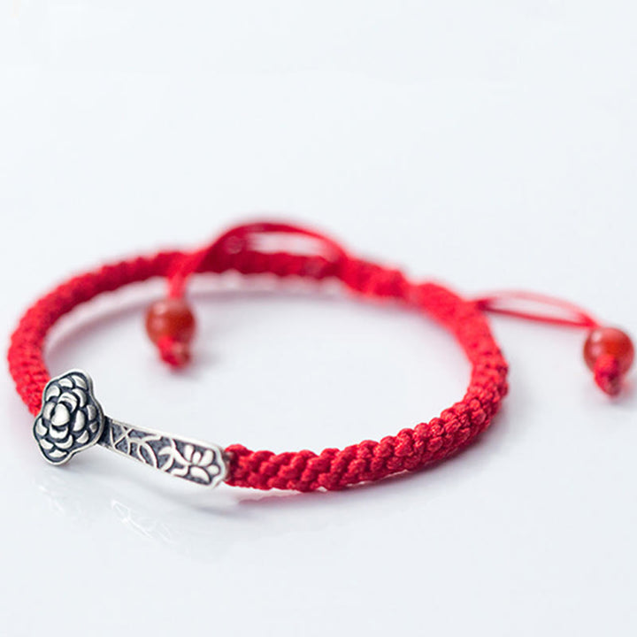 Braccialetto della fortuna intrecciato con filo rosso "Ruyi As One Wishes" in argento sterling 925 con Buddha Stones - image 2