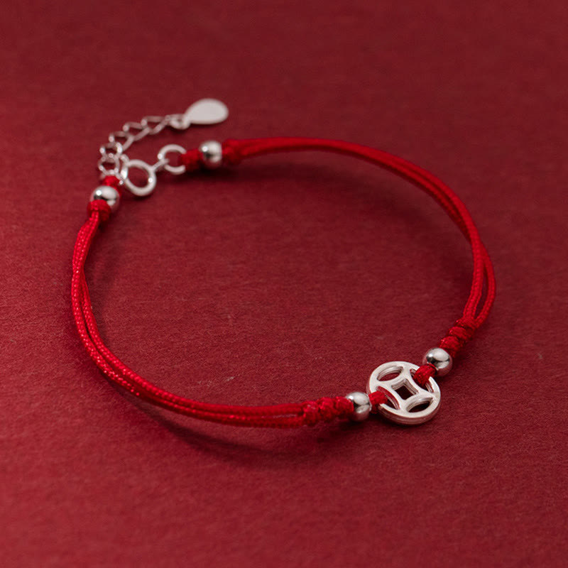Bracciale portafortuna in argento sterling 925 con monete di rame cavo Buddha Stones - image 1