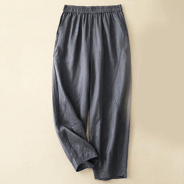 Pantaloni corti casual da donna con stampa Buddha Stones, modello harem con tasche - SteelBlue - US8-10, UK/AU12-14, EU40-42 (2XL) - image 0