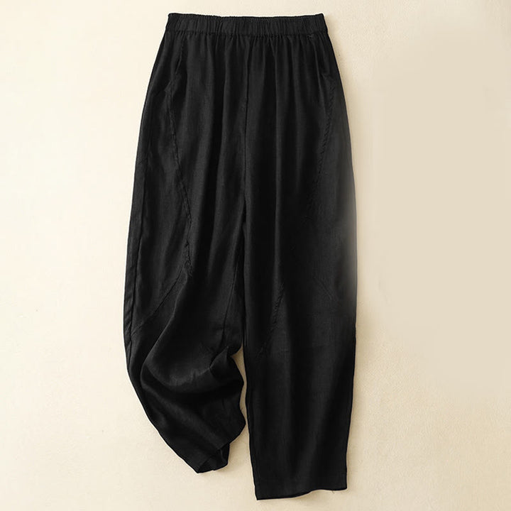 Pantaloni corti casual da donna con stampa Buddha Stones, modello harem con tasche - Nero - US8-10, UK/AU12-14, EU40-42 (2XL) - image 10