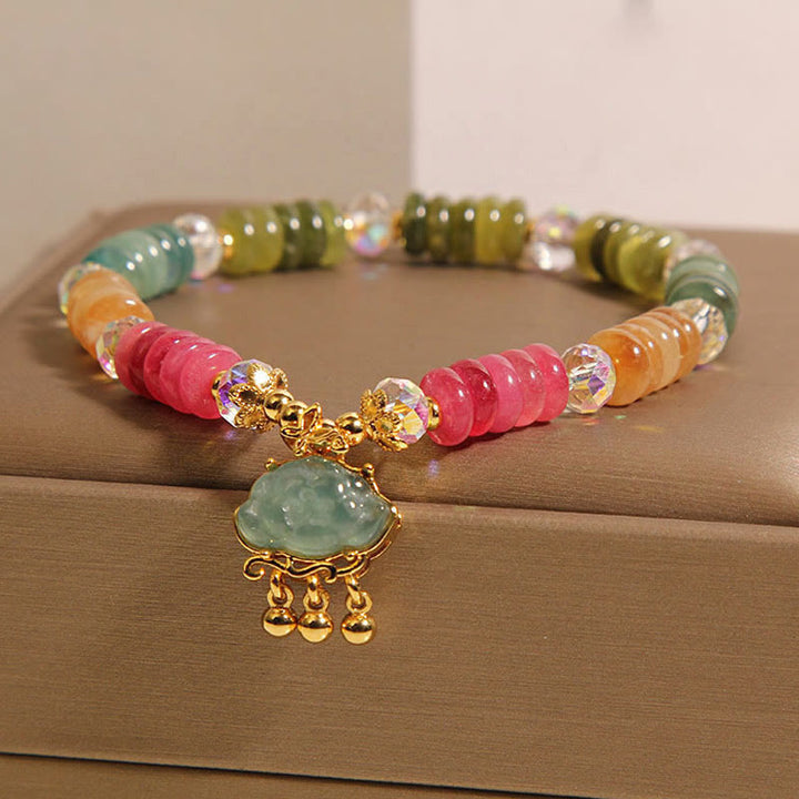 Braccialetto positivo con perline colorate di abaco , Buddha Stones e tormalina nuvola di buon auspicio - image 2