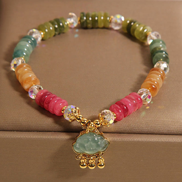 Braccialetto positivo con perline colorate di abaco , Buddha Stones e tormalina nuvola di buon auspicio - image 4