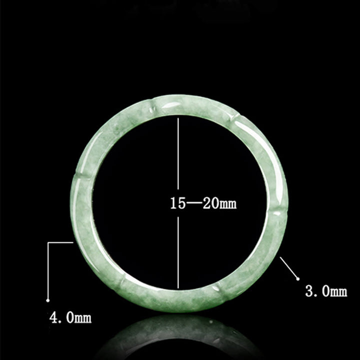 Anello di abbondanza in giada con design in bambù naturale Buddha Stones - image 9