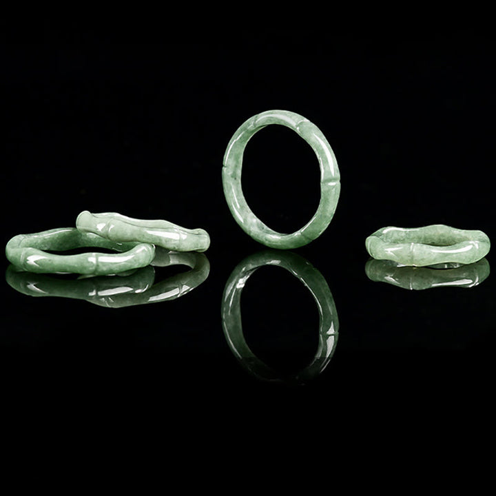 Anello di abbondanza in giada con design in bambù naturale Buddha Stones - image 10