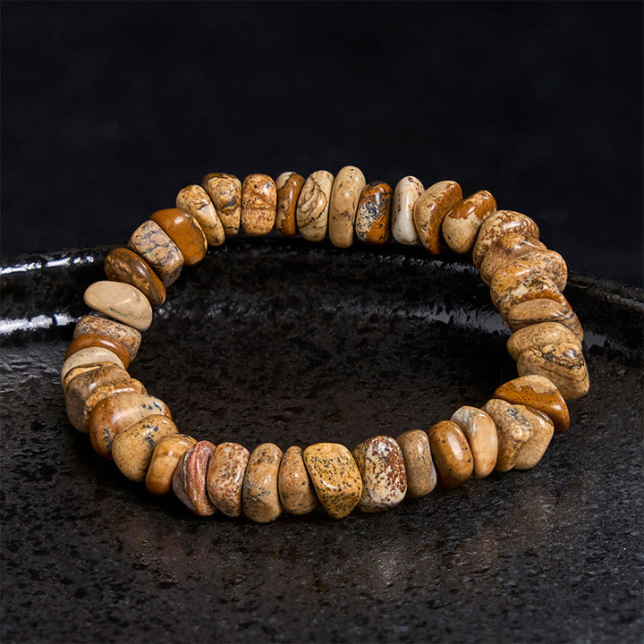 Braccialetto di equilibrio con blocchi irregolari di diaspro Buddha Stones