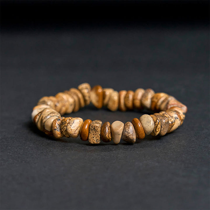 Braccialetto di equilibrio con blocchi irregolari di diaspro Buddha Stones