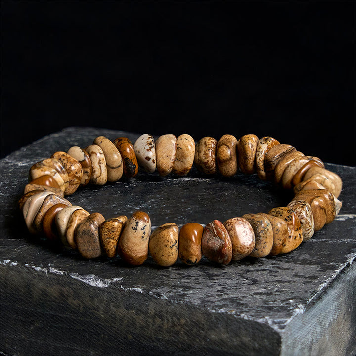 Braccialetto di equilibrio con blocchi irregolari di diaspro Buddha Stones