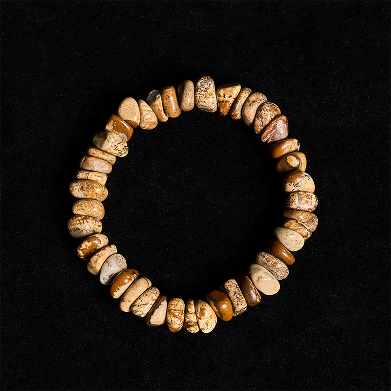 Braccialetto di equilibrio con blocchi irregolari di diaspro Buddha Stones