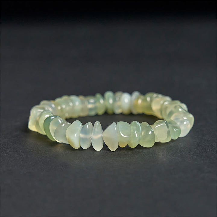 Bracciale della pace con blocchi irregolari di peridoto naturale Buddha Stones