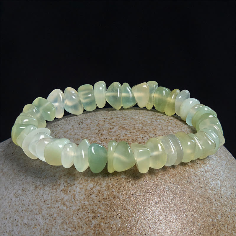 Bracciale della pace con blocchi irregolari di peridoto naturale Buddha Stones